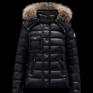 Moncler Armoise Black puffer down jacket fur hood sz 3